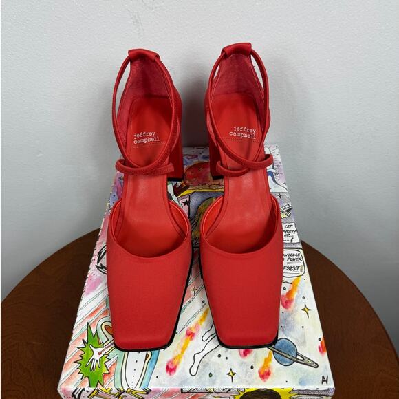 Jeffrey Campbell Shoes - Jeffrey Campbell Popular Square-Toe Heel Pump in Rust Neoprene Size 6